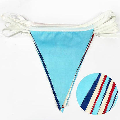 32Ft Red Blue White Nautical Pennant Banner Fabric Triangle Flag Bunting Garland Streamer for Nautical Theme Birthday Ahoy Achor Pirate Baby Shower Wedding Party Home Outdoor Garden Hanging Decoration