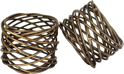 Handmade Round Mesh Napkin Rings Holder for Dinning Table Parties Everyday, Set of 12