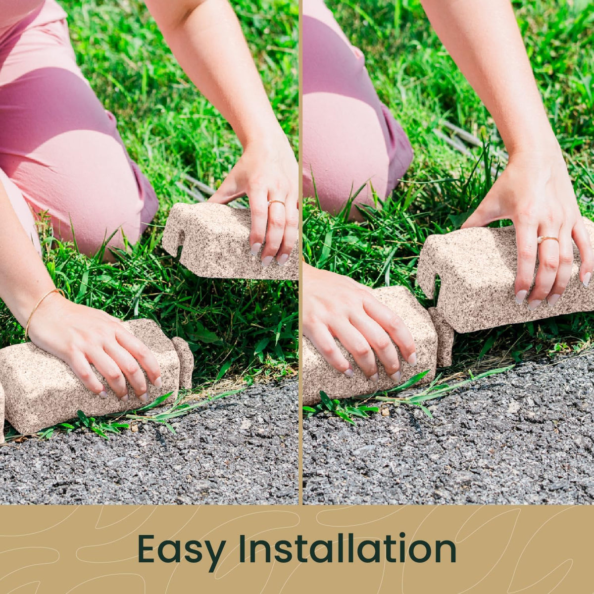 Beuta Landscape Edging | Garden Edging Border | Faux Stone Bricks for Lawn edging, Flower beds, Pathways & Yard Edging– 40 Packs | Each Section Has 6 Bricks 48"L x 4"W x 2.25"H |120 Spikes|Cobblestone