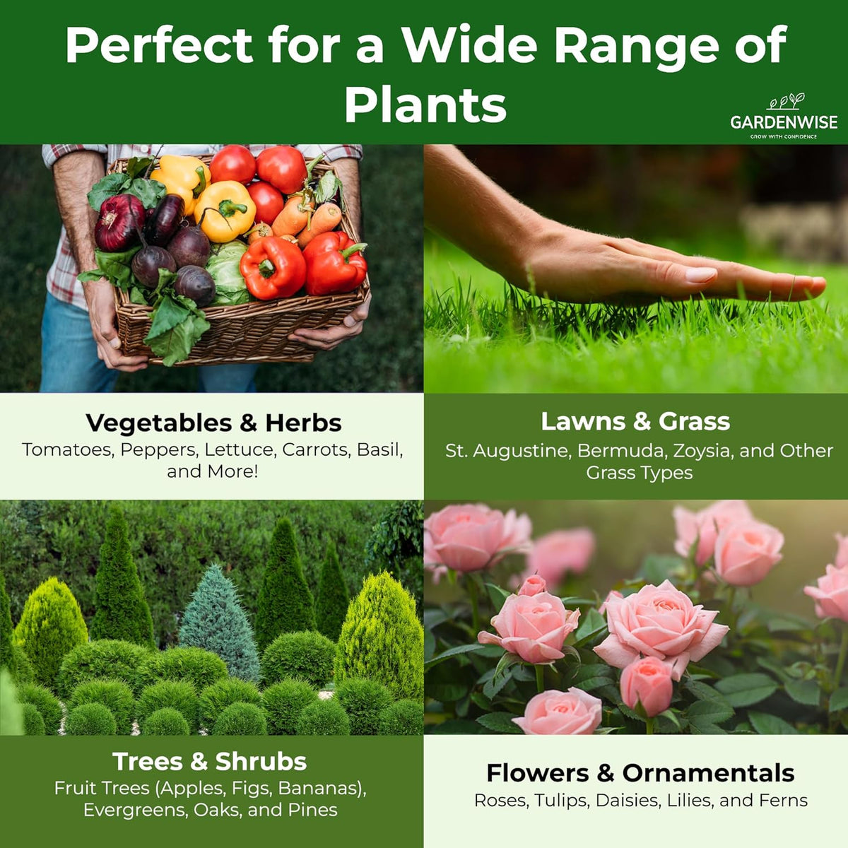 13-13-13 Slow Release Granular Fertilizer – All Purpose Plant Food 13 13 13 for Outdoor Grass, Vegetables, Roses, Flowers, Shrubs, Trees. Lawns, Gardens, Potted Plants (10 quarts)