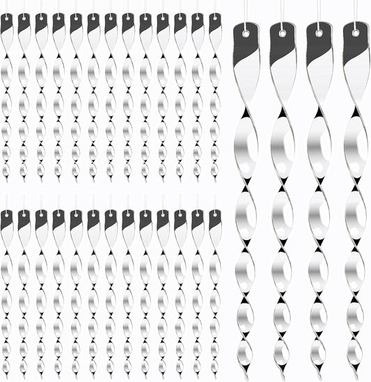 Hausse 30 Pack Bird Deterrents for Outside, Bird Repellent Hanging Silver Plastic Reflectors Scare Rods, Garden Decorative Reflective Scare Birds Away, Like Woodpeckers, Pigeons and Geese