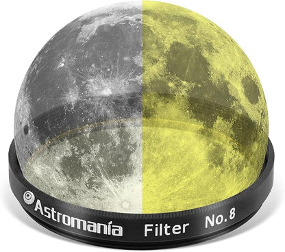 Astromania Telescope Filter, Planetary Filter with Metal Frame for Astronomical Telescope Eyepiece, 2 Inch Telescope #8 Yellow Color Filter for Enhancing Contrast in Lunar Planetary Observation