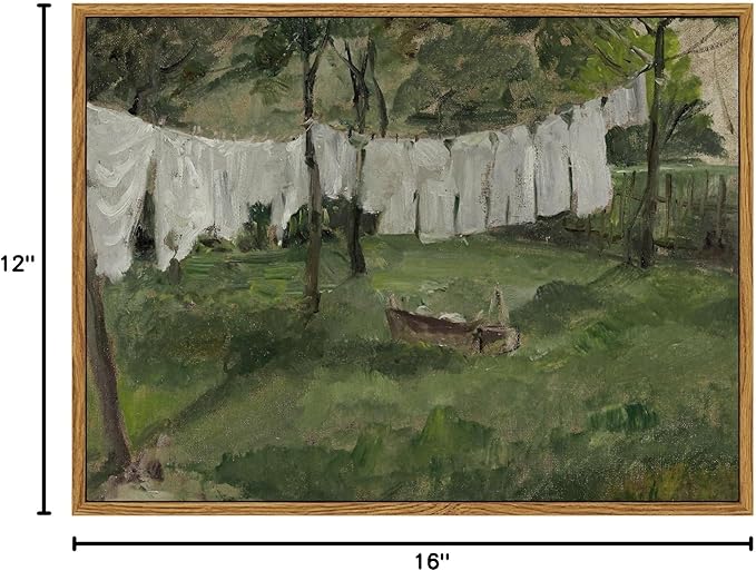 InSimSea Framed Wall Art for Living Room Vintage Laundry Room Art Print Antique Oil Painting Country Landscape Vintage Wall Art Canvas for Bathroom Bedroom OfficeGallery 12x16in