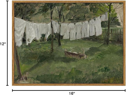 InSimSea Framed Wall Art for Living Room Vintage Laundry Room Art Print Antique Oil Painting Country Landscape Vintage Wall Art Canvas for Bathroom Bedroom OfficeGallery 12x16in