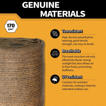 3x10Ft Garden Privacy Fence Screen, 180GSM Heavy Duty 90% Blockage Windbreak Mesh Tarp with Reinforced Edges & Anti-Rust Grommets, Includes Zip Ties for Garden, Yard, Backyard, Outdoor, Mocha