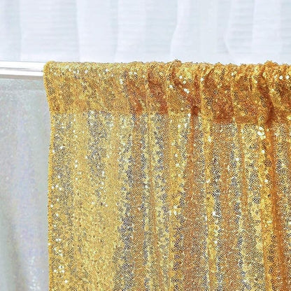 Poise3EHome Gold Sequin Backdrop Curtains,4 Panels 2FTx8FT Glitter Background for Party Birthday Party Baby Shower Wedding Christmas Thanksgiving Halloween Holiday Festival Decor