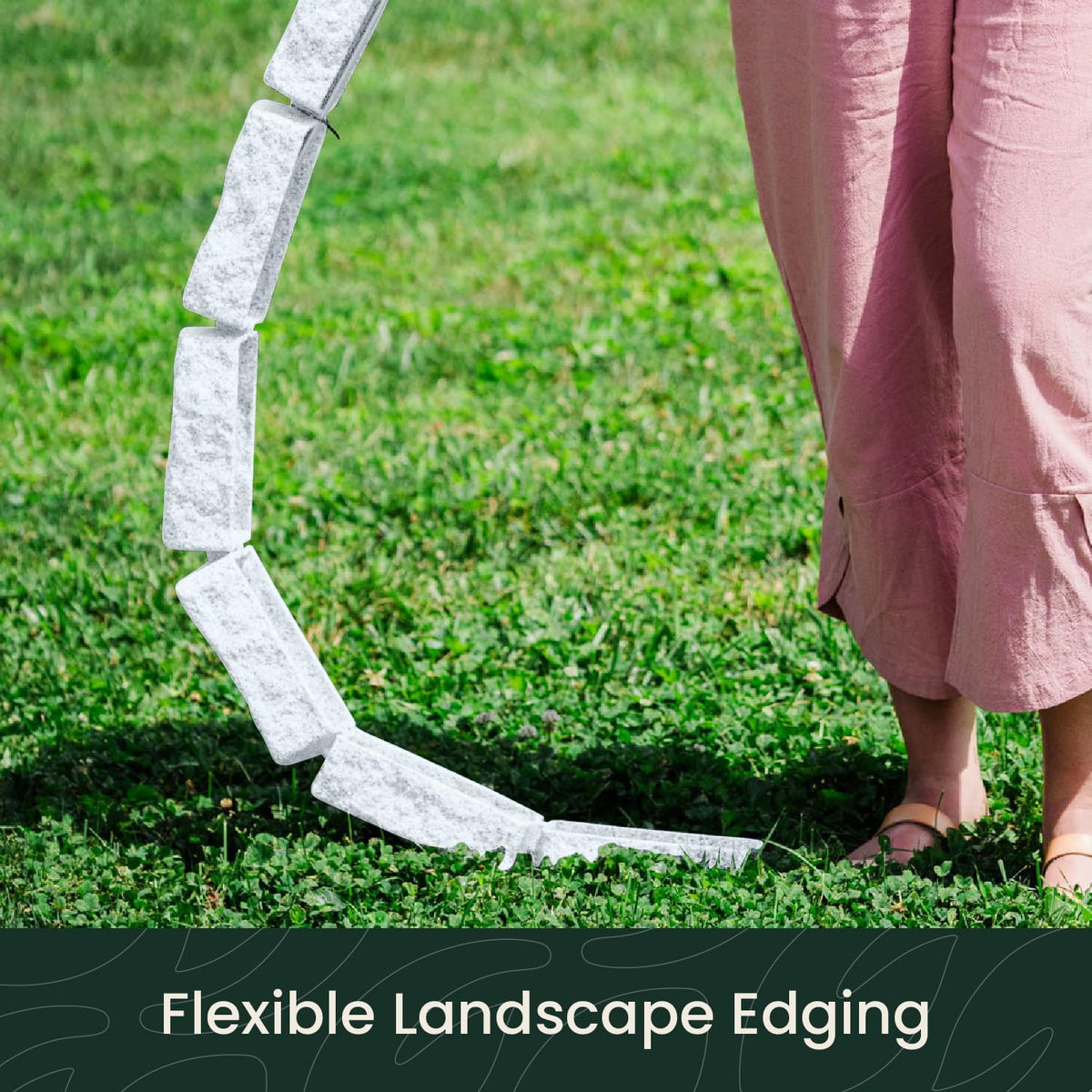 Beuta Landscape Edging | Garden Edging Border | Faux Stone Bricks for Lawn edging, Flower beds, Pathways & Yard Edging– 40 Packs | Each Section Has 6 Bricks 48"L x 4"W x 2.25"H | 120 Spikes |Limewash