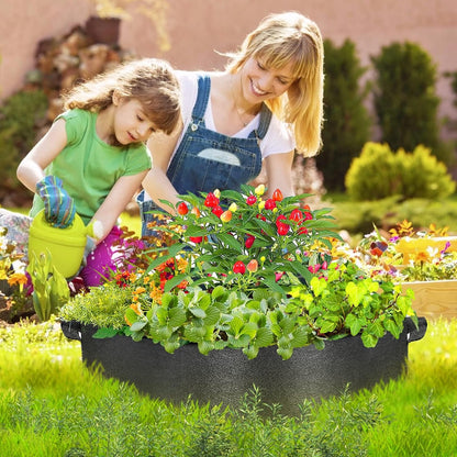 2-Pack 15 Gallon Grow Bags,Round Fabric Raised Garden Beds with 2 Handles,Durable Garden Planter Cloth Pots Container to Grow Vegetables for Outdoor Plants