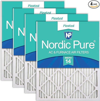 Nordic Pure 12x25x1 (Actual Size: 11 3/4 x 24 3/4 x 3/4) Pleated MERV 14 Air Filters 4 Pack