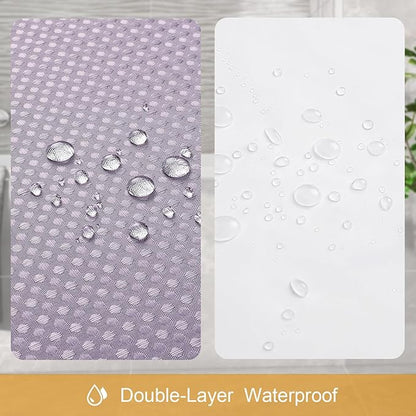 3 in 1 Stall Half Size Purple Shower Curtain Set-36 W x 72 H, Lavender Waffle Waterproof Fabric and PEVA Liner Set with Stainless Steel Hooks