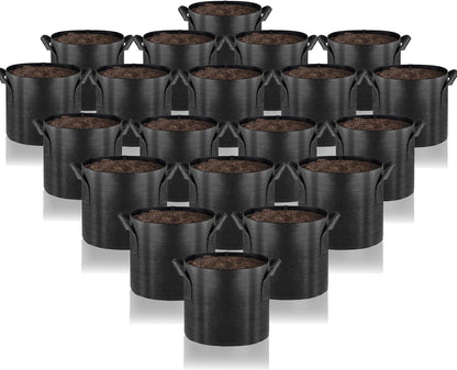 Gardenera Heavy Duty Fabric Planters - 20-Pack 3 Gallon Grow Bags with Sturdy Handles, Ideal for Indoor and Outdoor Planting