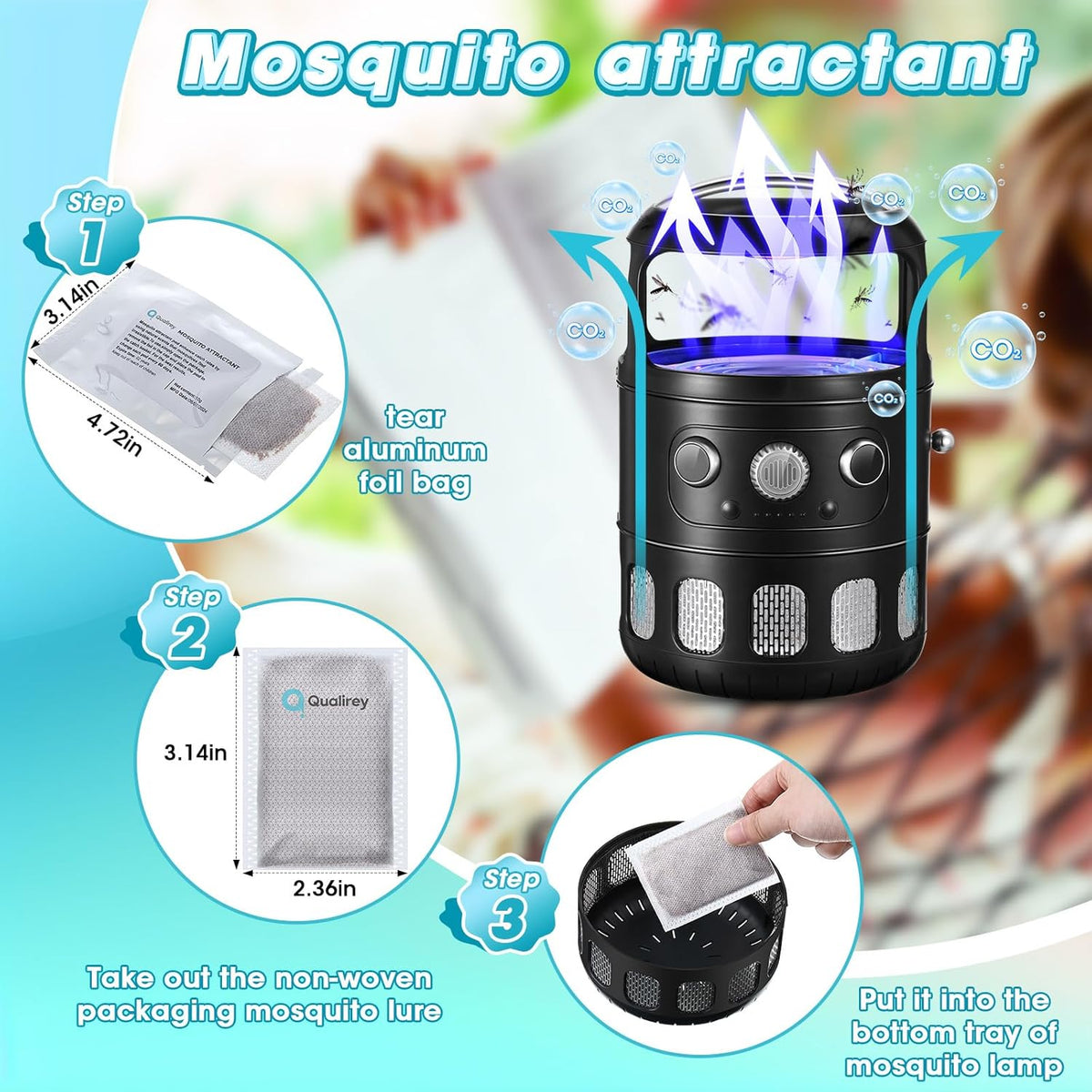 12 Pack Mosquito Attractant in Bulk, Lure for Bug Zapper Bait Refill Compatible with All Mosquito Trap Enhances Catch Rates for Indoor Outdoor Traps, Safe and Long Lasting