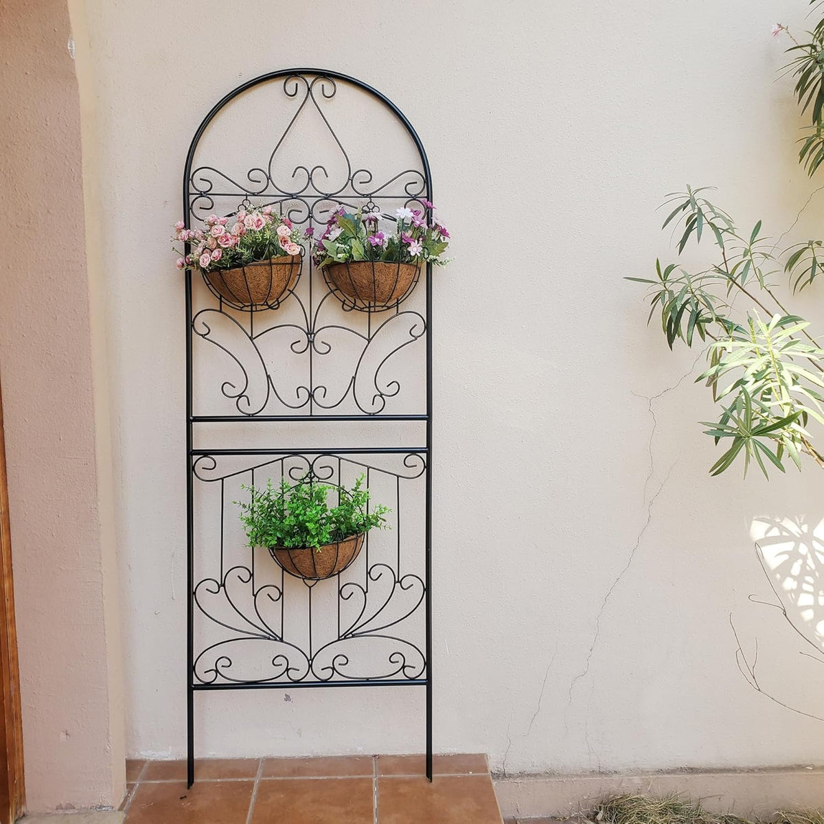 SCENDOR Trellis for Climbing Plants 70.8" H x 24.5" W Metal Iron Outdoor Wall Panel for Vines Flowers Elegant Garden Accent Decorative Structure 1 Pack