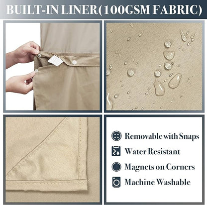 N&Y HOME Extra Long Waffle Weave Shower Curtain with Snap-in Fabric Liner Set, 12 Hooks Included - 71" x 84", Hotel Style, Mesh Top Window, Machine Washable & Water-Repellent - 71x84, Linen