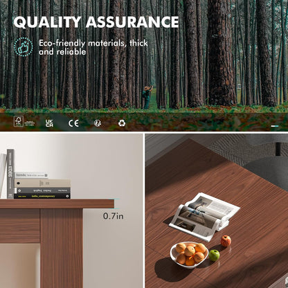 PatioPerk 54.3" to 84.5" Rectangular Extendable Dining Table, Solid Wood Expandable Kitchen Table with Hidden Leaf, Space Saving Dining Table for 4-8 People, Modern Dining Room Table(Bright Brown)