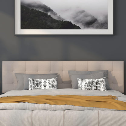 Flash Furniture Bedford Box Stitch Tufted Upholstered King Size Headboard in Beige Fabric