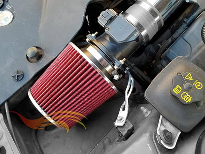 Rtunes Racing Universal Clamp-On Air Filter, Standard Cone, Dry Washable Design, Multiple Inlet Sizes (Red, 2.5" Inch)