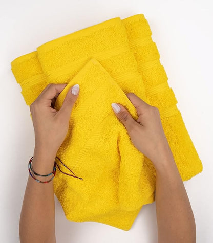 American Soft Linen Luxury Hand Towels for Bathroom, 600 GSM 100% Cotton Turkish 4 Piece Hand Towel Set, 600 GSM Hand Face Towels for Kitchen, Yellow Hand Towels
