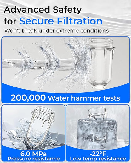 Waterdrop Spin Down Sediment Filter, 50/200 Micron Reusable Whole House Water Filter Sediment System, Flushable Pre-Filter System for City/Well Water,1" MNPT + 3/4" FNPT