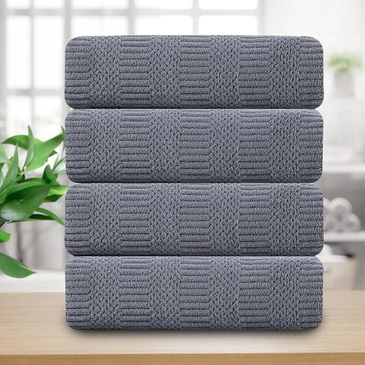 4 Piece Oversized Bath Towels Set 35x70 Inches, Gray Extra Large Soft Bath Sheet Chair Towels 600 GSM Highly Absorbent Quick Dry Towels Set for Bathroom Hotel Spa