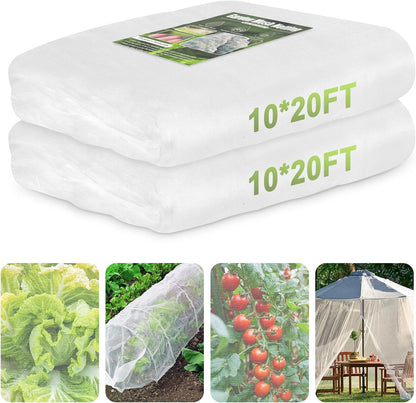 Garden Netting, 2 Pack 10x20Ft Ultra Fine Mesh Netting Pest Barrier Protection Bird Mosquito Net Plants Cover for Vegetables Fruits Flowers Crops Greenhouse Cover Raised Bed Patio Mesh Netting
