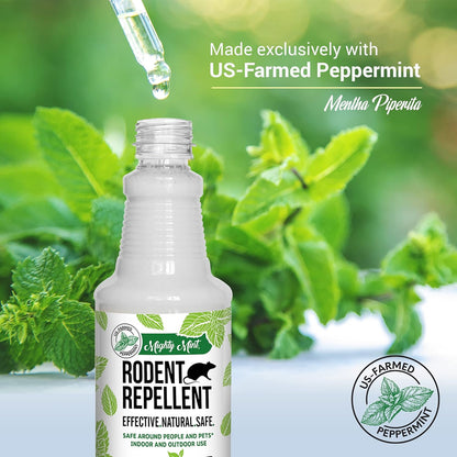 Mighty Mint Peppermint Oil Rodent Repellent Spray – Natural Indoor & Outdoor Control for Mice and Rats – Plant-Based, Extra-Strong Formula - 16 oz