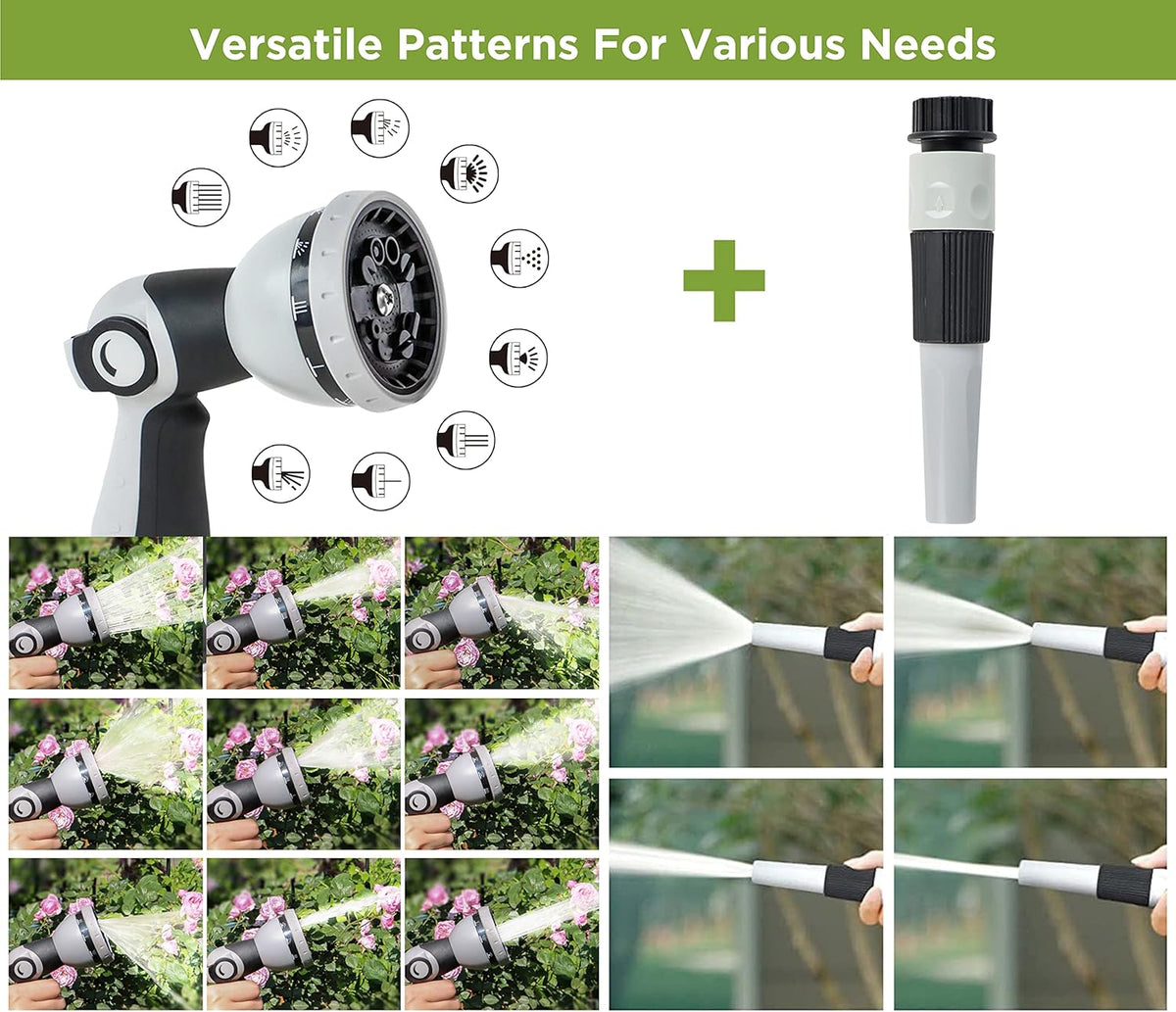 Tuyeho Retractable Garden Hose Reel 100FT, Wall Mount Heavy Duty Water Hose Reels with Automatic Slow Rewind System, Outdoor Hoses Reel with 2 Hose Nozzles for Garden Watering, Car Wash, Pet Shower
