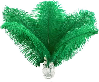 Ballinger Green Ostrich Feathers Bulk - 24pcs 10-12inch Feathers for Vase, Wedding Party Centerpieces Mardi Gras Decorations and Home Decor
