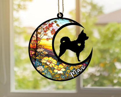 Personalized Dog Memorial, Custom Name Chihuahua Long Haired Dog Christmas Ornament with Name, Custom Breeds, Pet Loss Light Catcher, Gifts for Lovers Loss of Pet Sympathy on Mothers Day Christmas