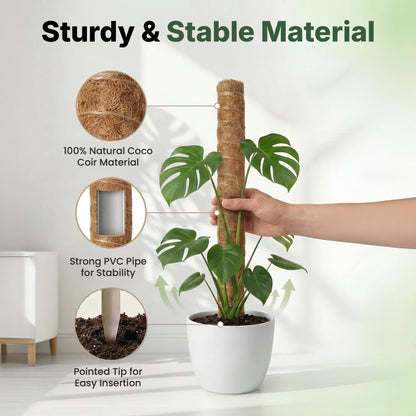 4 Pack 16" Moss Pole Monstera Plant Support - Stackable up to 48" - Plant Stakes for Indoor Climbing Plants Potted - Tall Coco Coir Pole Sticks & Accessories for Monstera, Pothos & Philodendron
