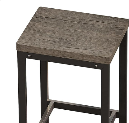 Harper & Bright Designs 4-Piece Dining Table Set, 60.2" L Solid Wood Dining Table with 3 Stools and Metal Frame for Kitchen Dining Room, Grey Brown