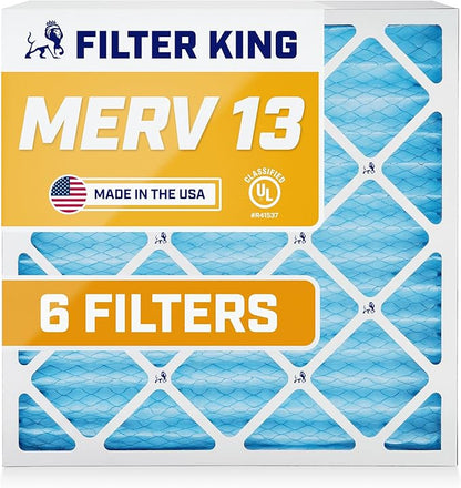Filter King 22x24x1 Air Filter | 6-PACK | MERV 13 HVAC Pleated A/C Furnace Filters | MADE IN USA | Actual Size: 21.5 x 23.5 x .75"