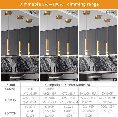 Modern Pendant Light Kitchen Fixture Dimmable LED Gold Mini Pendant Lighting fo Kitchen Island Bedroom Bedside Table Small Pendant Lights (1-Pack)