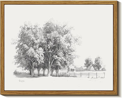 InSimSea Framed Wall Art for Living Room Vintage Tree Canvas Art Black and White Sketch Botanical Wall Decor Bedroom Artwork Farmhouse Painting Pictures Countryside Prints Rustic Gallery Office 8x10In