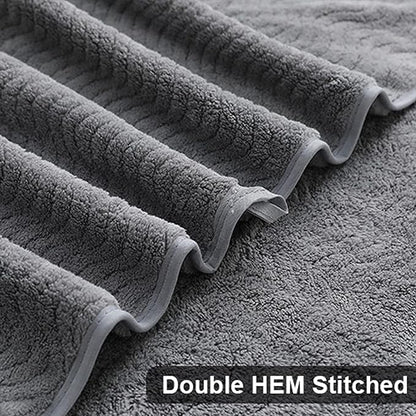 Ultra Soft 8 Piece Textured Bath Towel Set for Bathroom Shower Pool, Kitchen, Quick Dry, Lightweight Highly Absorbent - 2 Oversized Bath Towel Sheets, 2 Hand Towels, 4 Washcloths - Dark Gray