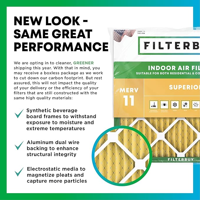 Filterbuy 18x25x4 Air Filter MERV 11 Superior Pet & Allergy Defense (4-Pack), Electrostatic Pleated HVAC AC Furnace Filters Replacement, Made in USA (Actual Size: 17.50 x 24.50 x 3.63)