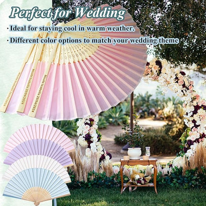 15 Sets Personalized Pink Hand Fans, Custom Engraved Folding Fans for Wedding Guests, Bamboo Folded Handheld Fan Wedding Fan Bridal Dancing Props Party Favors Bridal Shower Gifts