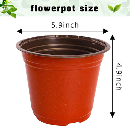 TDHDIKE 6 Inch Plastic Plant Nursery Pot/Pots (200pcs) with 200 Plant Labels - Red Seedling Flower Containers (Indoor/Outdoor)