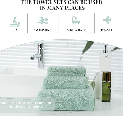 New Microfiber Bath Towel Set, 3 Piece, Oversize, Quick Dry, Lint Free, Includes Body, Hand and Face Towels