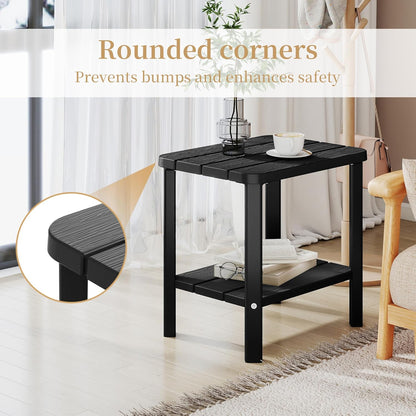 PatioZen Coffee Table Small Outdoor Side Table Weather-Resistant & Easy Assemblyr Patio Furniture,Resin Porch Table for Porch, Balcony, Indoor & Outdoor Use(Black)