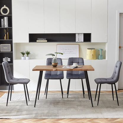 Rectangular Dining Table Set with Upholstered Chairs - Modern Kitchen Table and Chairs Set of 4 for Small Spaces - Grey