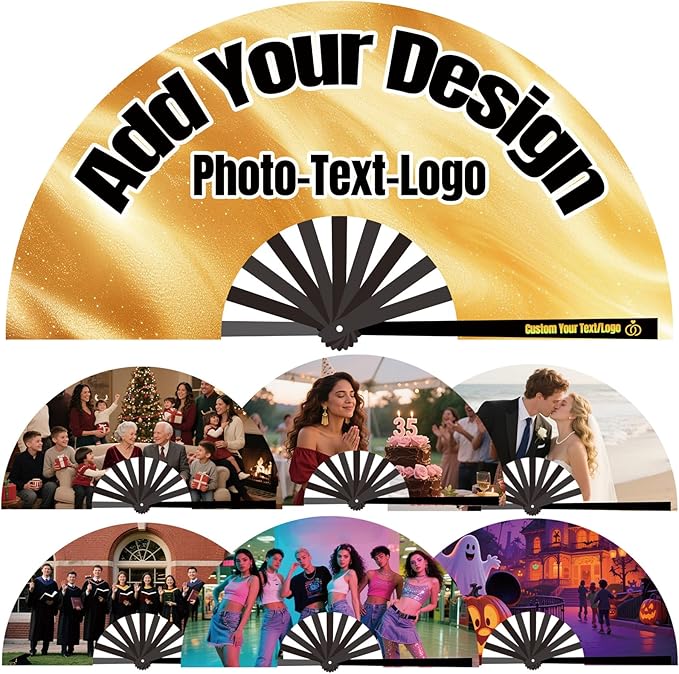 Custom Fans with Your Photo/Text - 13 Inch Personalized Folding Hand Fan for Line Dancing, Weddings, Parties | Decorative Gift for Women, Church Events & Dance Performances (30, 10 Inch)