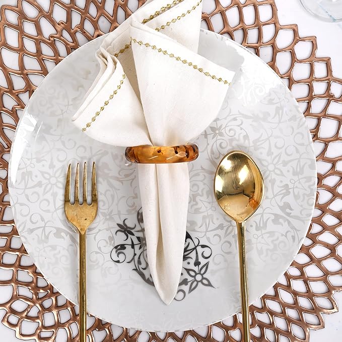 Epoxy Resin Napkin Holders for Cloth Napkins Set of 12 - Decorative Napkin Holders for Weddings, Parties & Everyday Dining - Diamond-Top Design in 6 Assorted Pastel Colors - CLEENTABLE