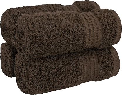 Cotton Paradise 100% Cotton Turkish Washcloth Set for Bathroom, 4 Piece Soft Absorbent Small Hand Face Towels Wash Rags, Brown