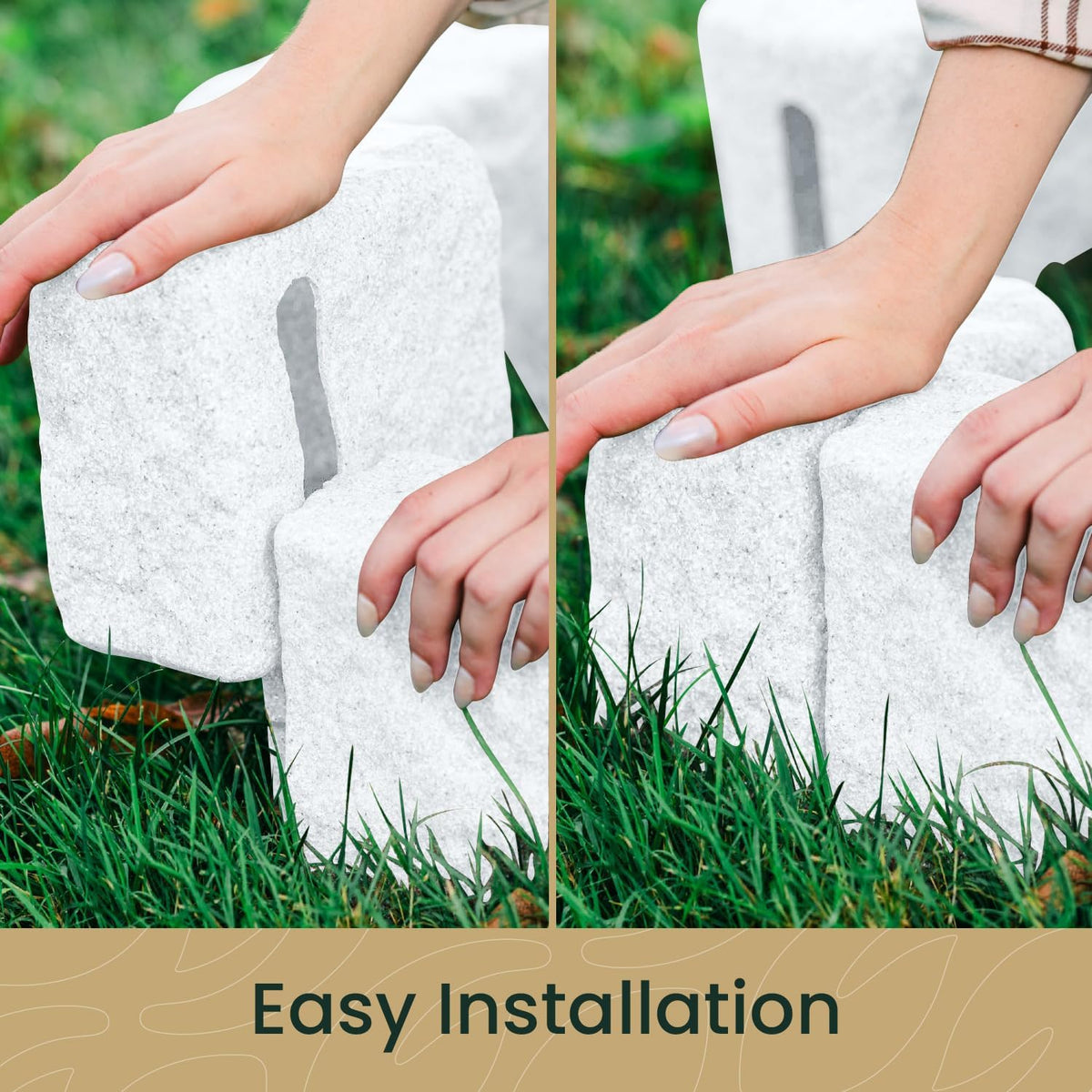 Beuta Landscape Edging | Garden Edging Border | Faux Stone Blocks for Lawn Edging, Flower Beds & Yard Edging – 10 Pack | Each Section Has 6 Blocks 48" L x 4" W x 6.5" H | 20 Spikes | Limewash