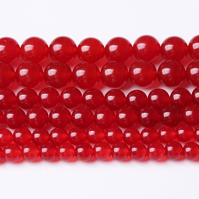 Carnelian Stone Beads Gemstone Round Crystal Energy Jade Beads Stone Beads for Jewelry Making DIY Bracelet Necklace Jewelry Making 1 Strand 15.5inch 60PCS 6MM