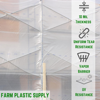 Farm Plastic Supply - Dura Skrim String Reinforced Clear Plastic Sheeting - 10 Mil - (6' x 225') - Reinforced Poly Film Tear Resistant, Weatherproof, Vapor Barrier Polyethylene Roll for Construction