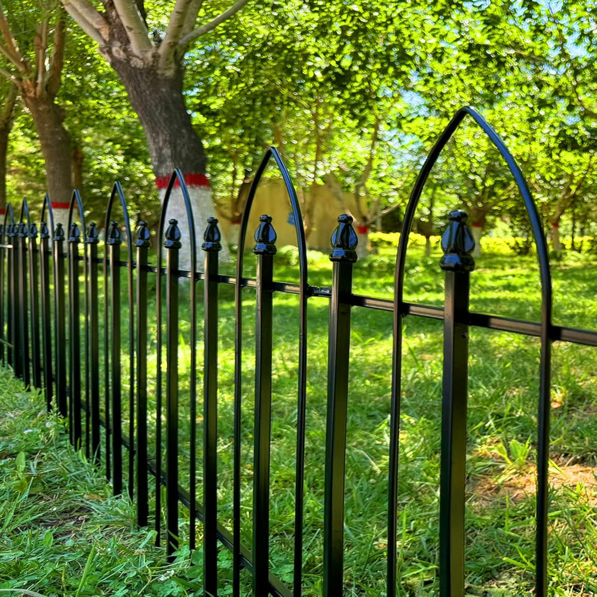 Garden Fence 24" H x 24" W (5 Panels, Total Length 10 feet), Metal Decorative Border Folding Fence, Landscape Fencing for Dog, Flower Bed, Yard, Animal Barrier
