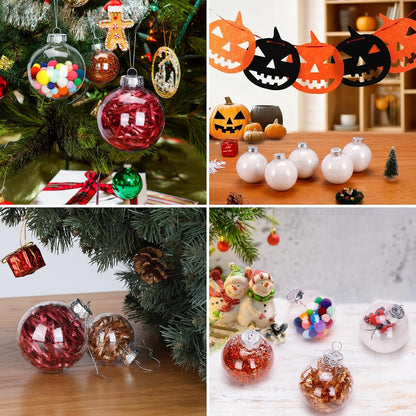 12 Pack Clear Plastic Fillable Ornament Ball 3.15''/80mm for Christmas,Holiday, Wedding,Home Decor