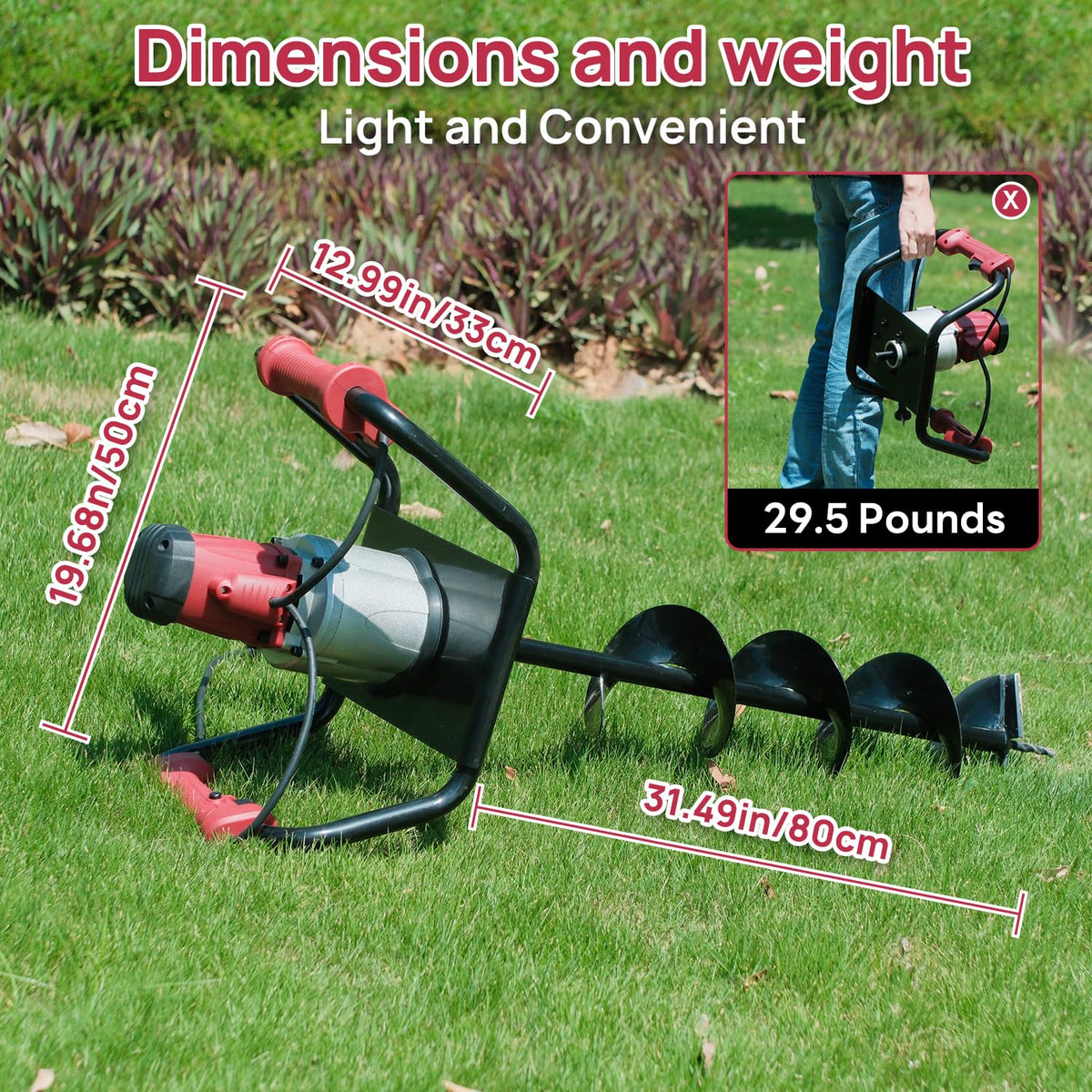 DC HOUSE 1500W Electric Post Hole Digger Earth Auger Hole Digger Digging Tools Auger with 6" Digging Bit Set with Reverse Function, Prune Farmland and Garden